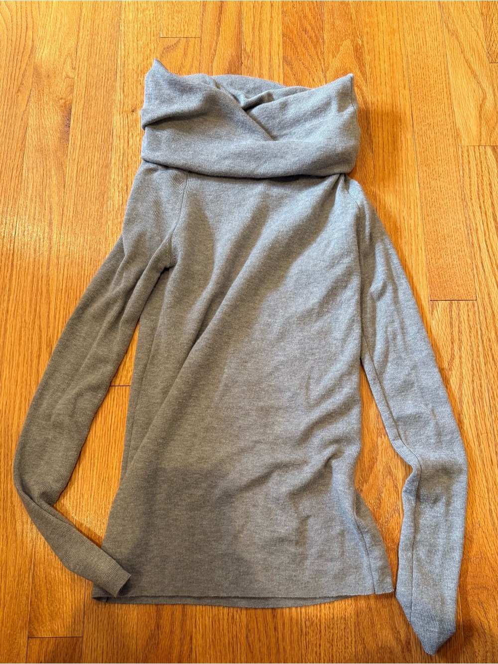 Cozy Gray Off-Shoulder Cowl Neck Women's Sweater